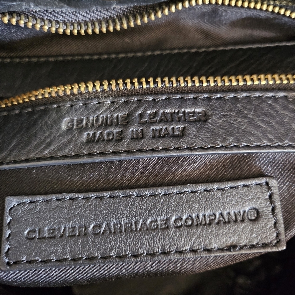 Black 100% Leather Skull Embossed Tote Made In Italy - Picture 2 of 16